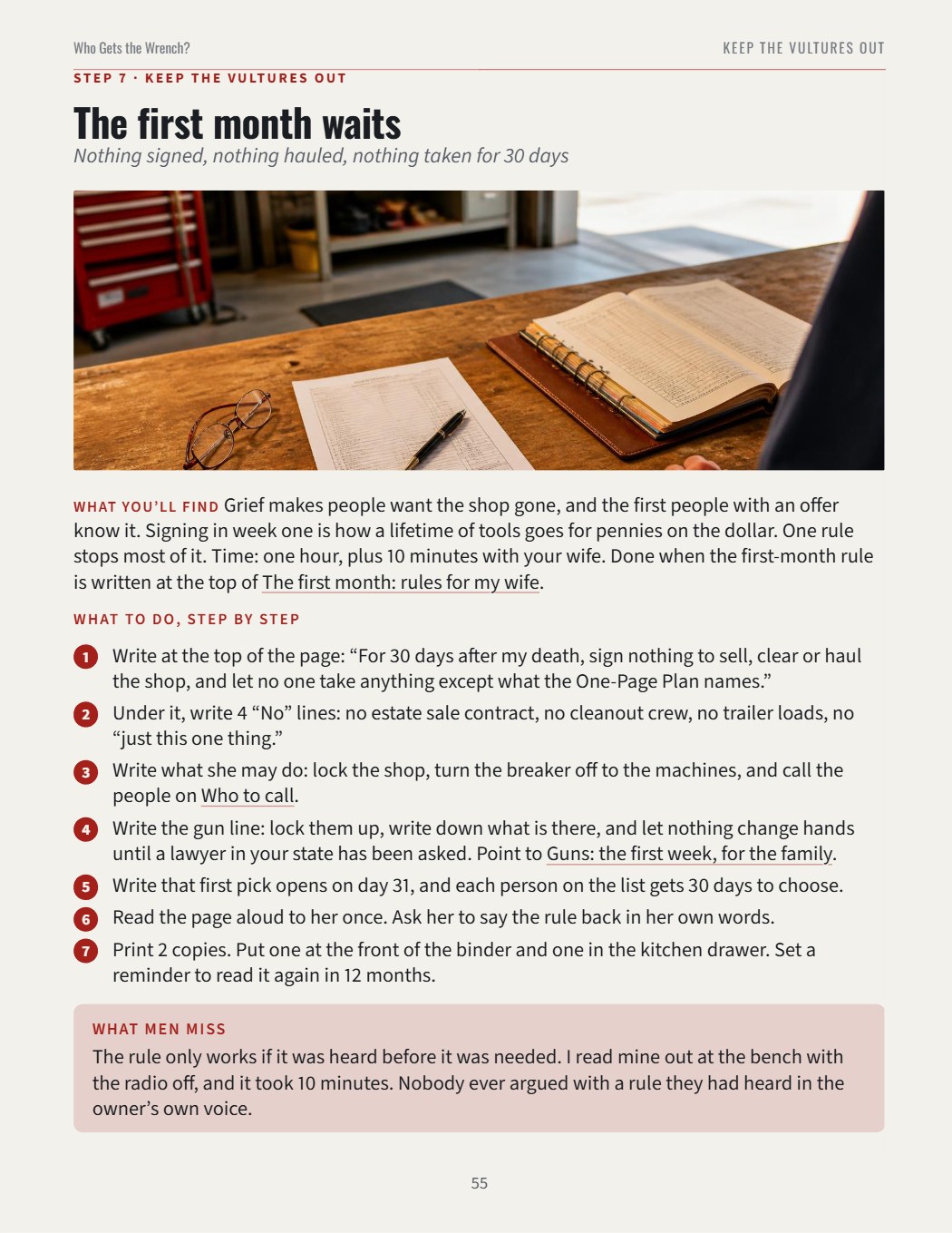 Book page 55: Why the first month waits