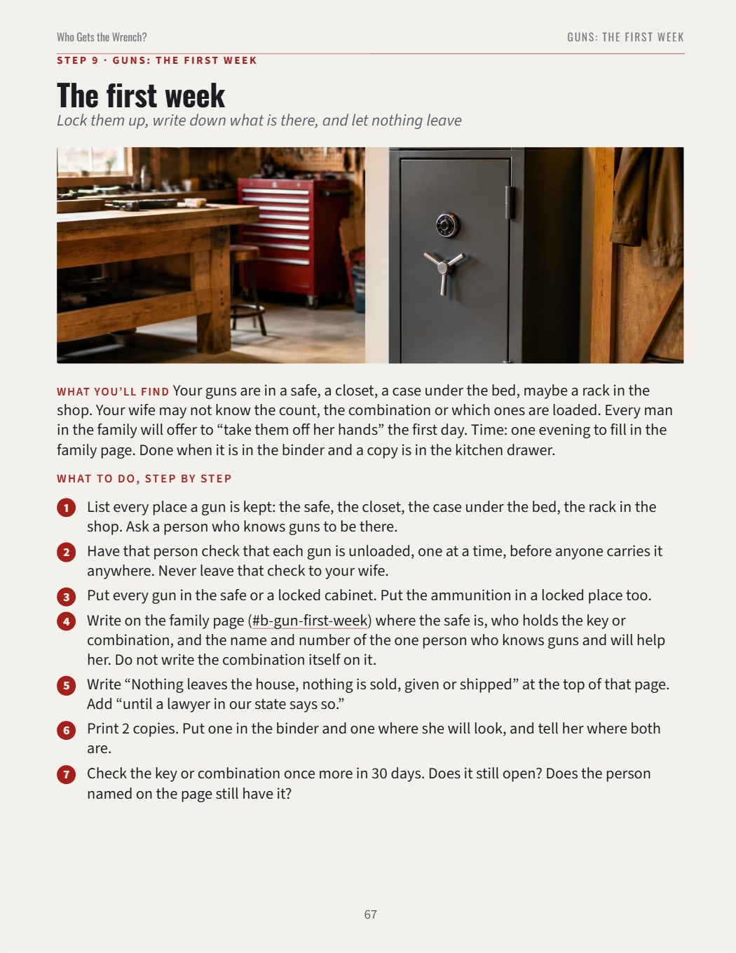 Book page 67: Guns: the first week